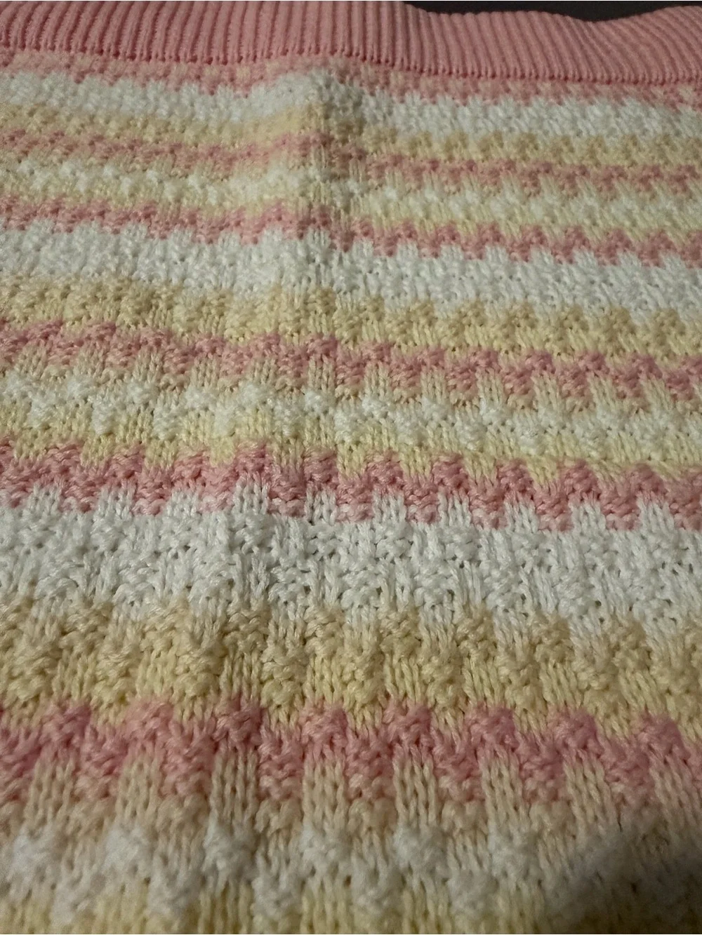 A-line‎ crochet knit mini skirt pink white and yellow